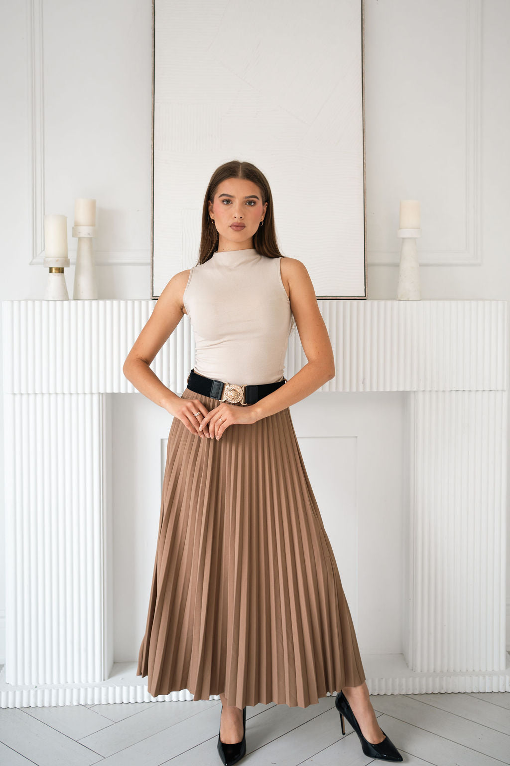 Pleated Midi Skirt