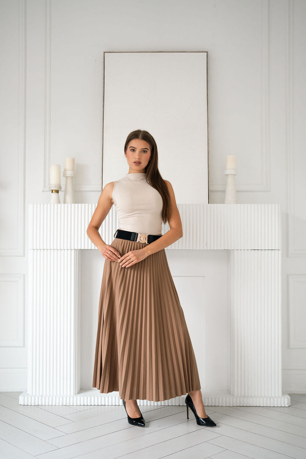 Pleated Midi Skirt