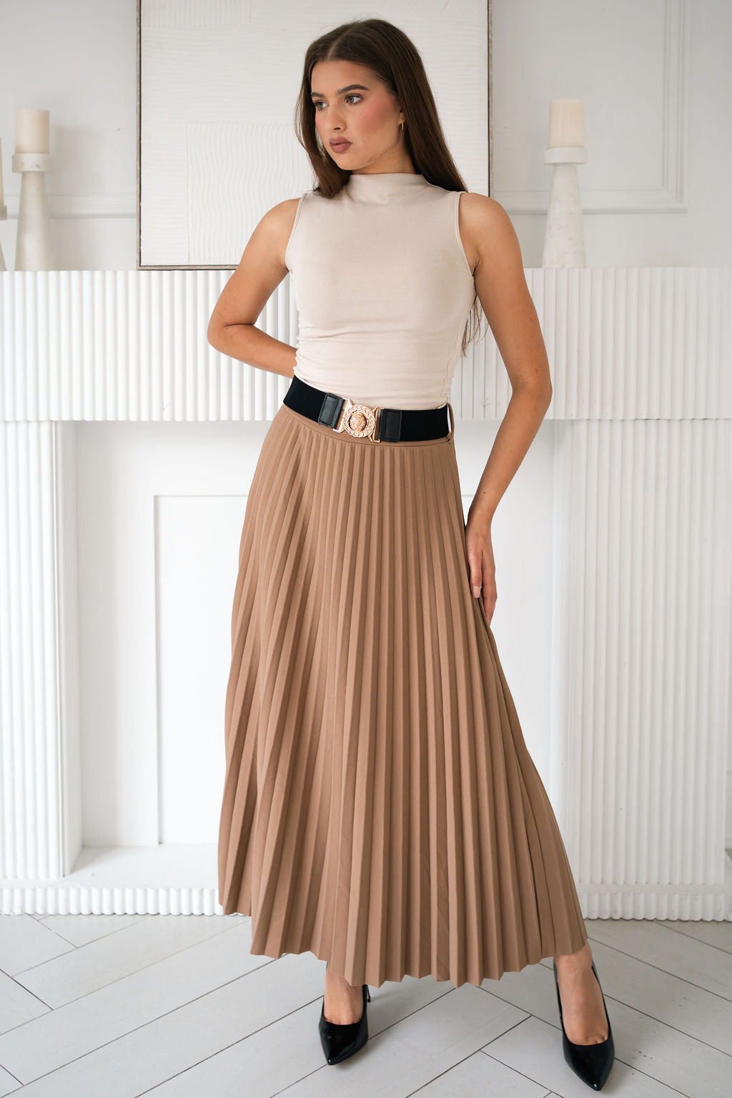Pleated Midi Skirt