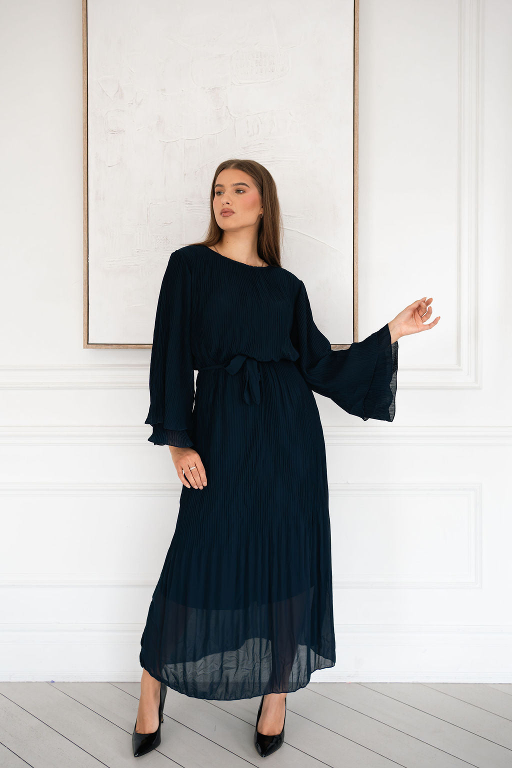 Pleated Maxi with Flare sleeves