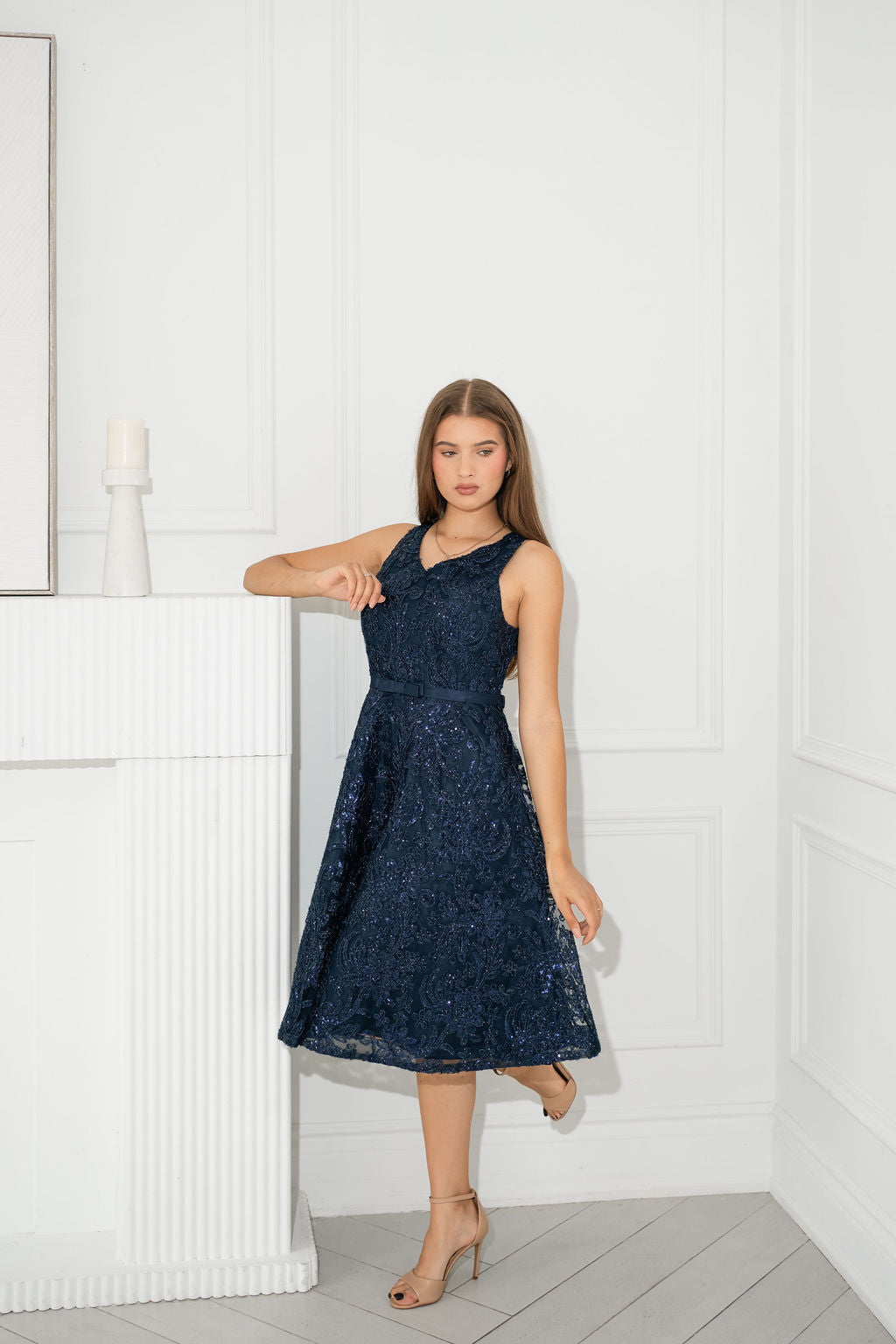 Sequin Glitter Evening Midi Dress