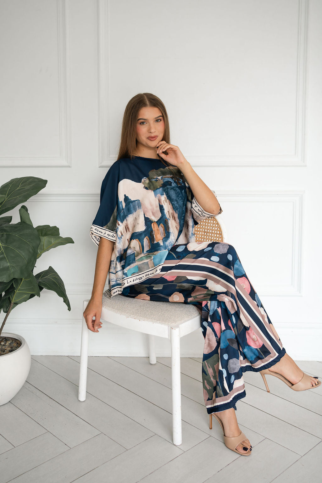 Watercolor Print Italina. Silk Co-ord Set
