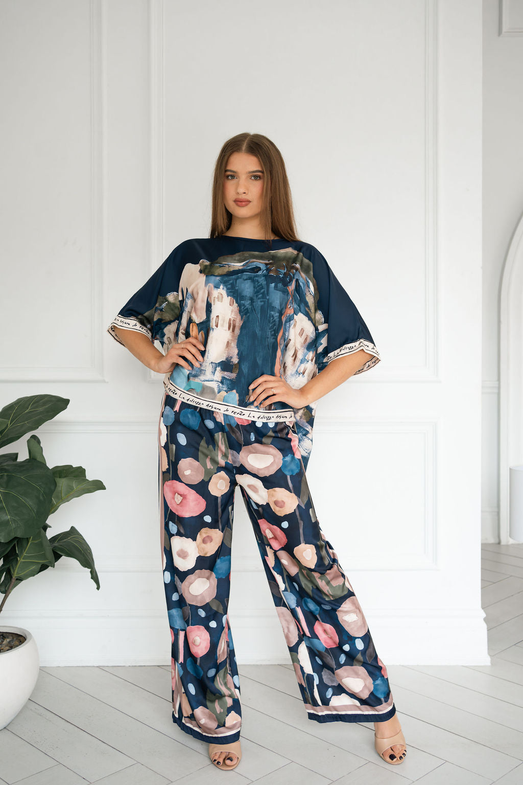 Watercolor Print Italina. Silk Co-ord Set