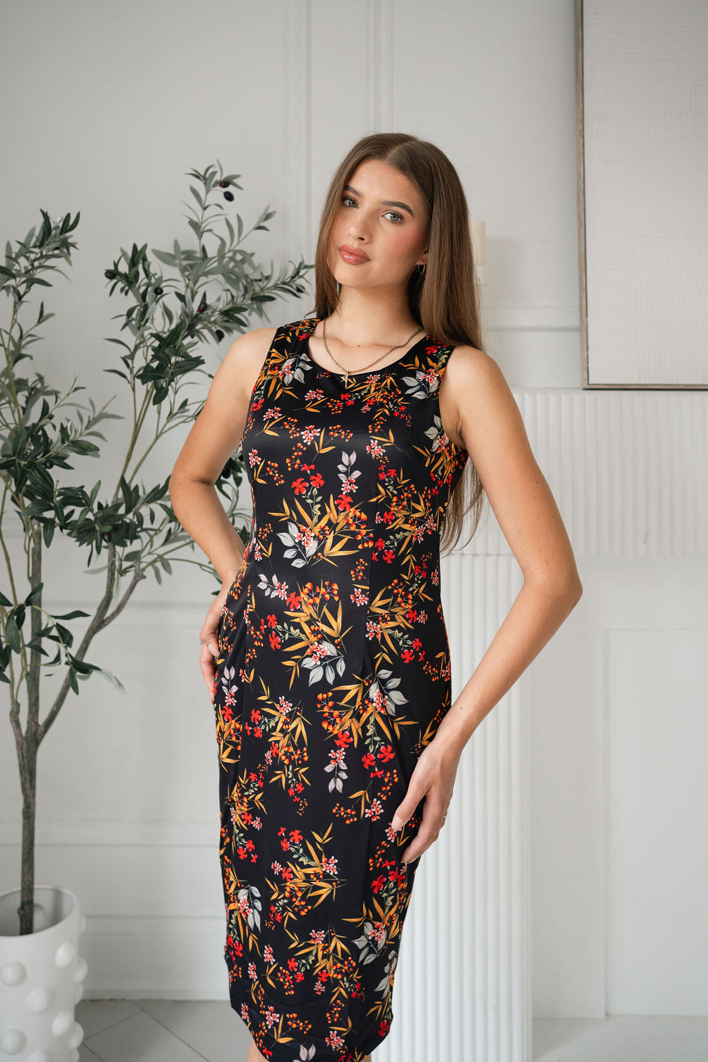 Berry Print Midi Dress
