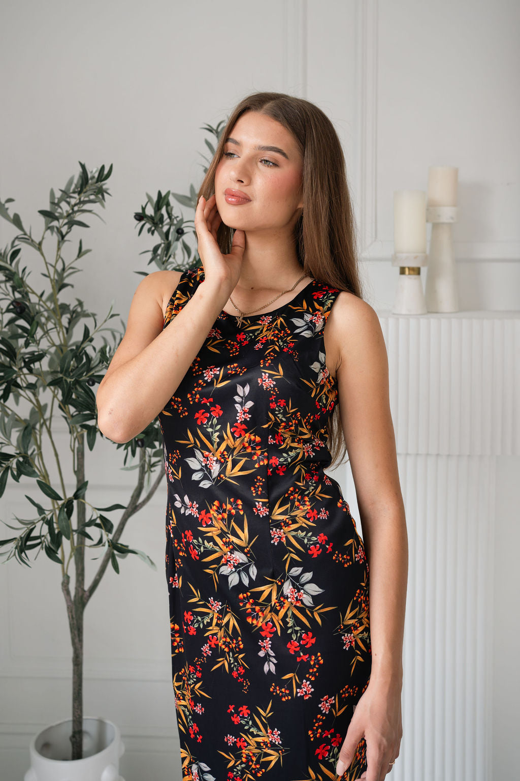 Berry Print Midi Dress