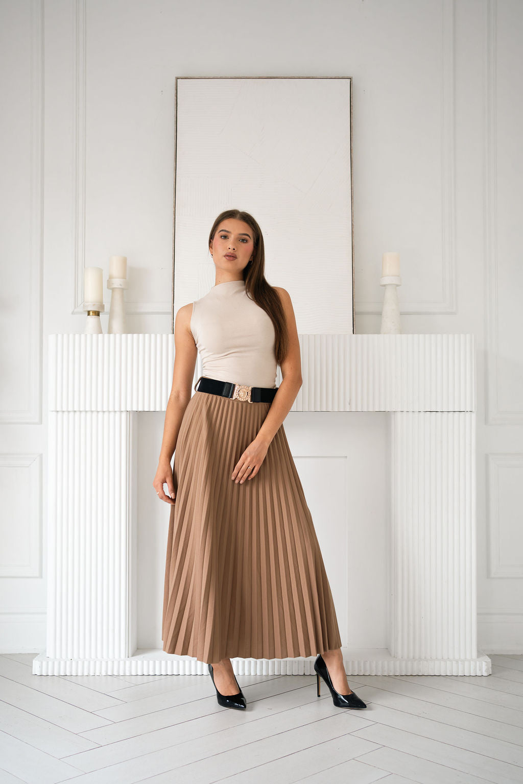 Pleated Midi Skirt