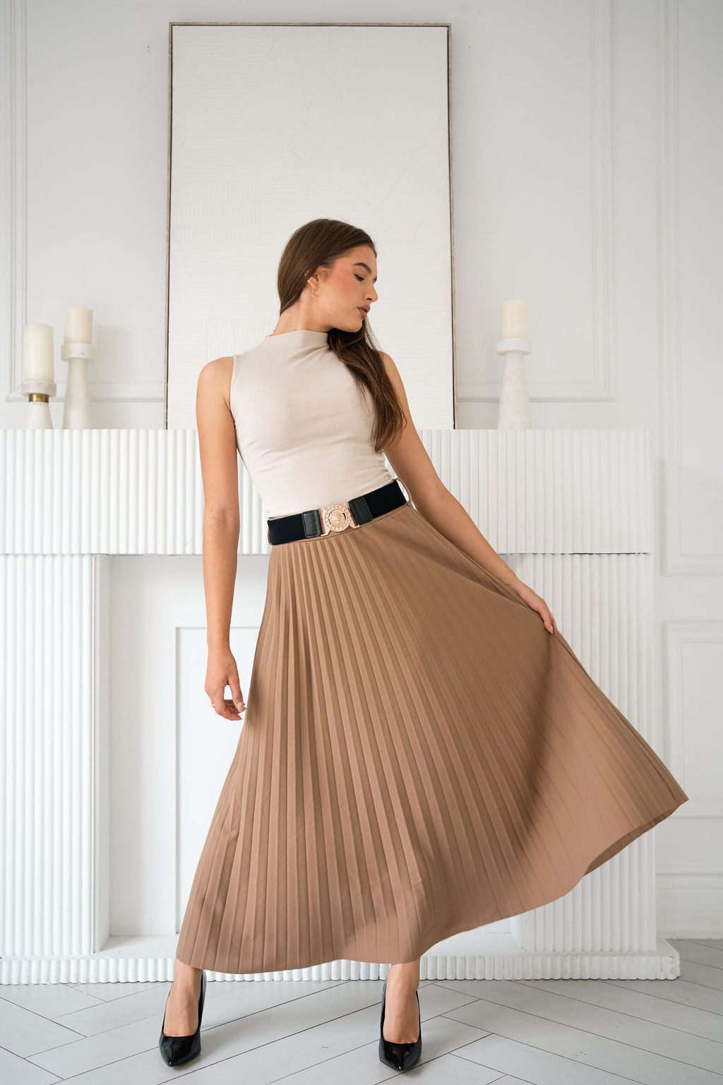 Pleated Midi Skirt