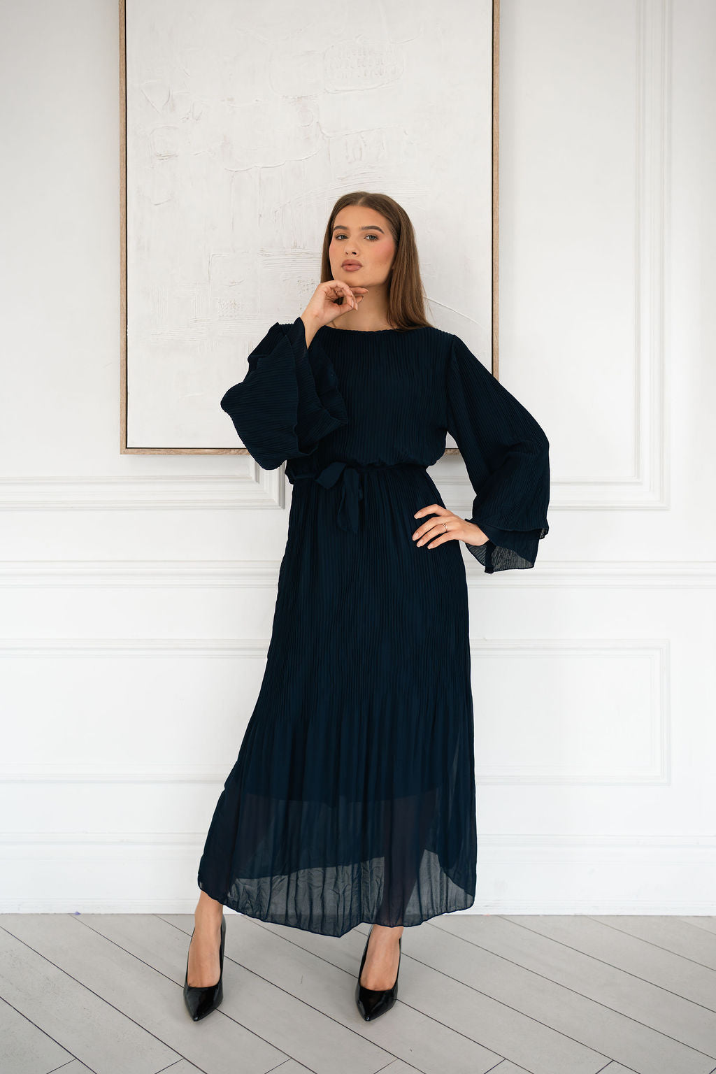 Pleated Maxi with Flare sleeves