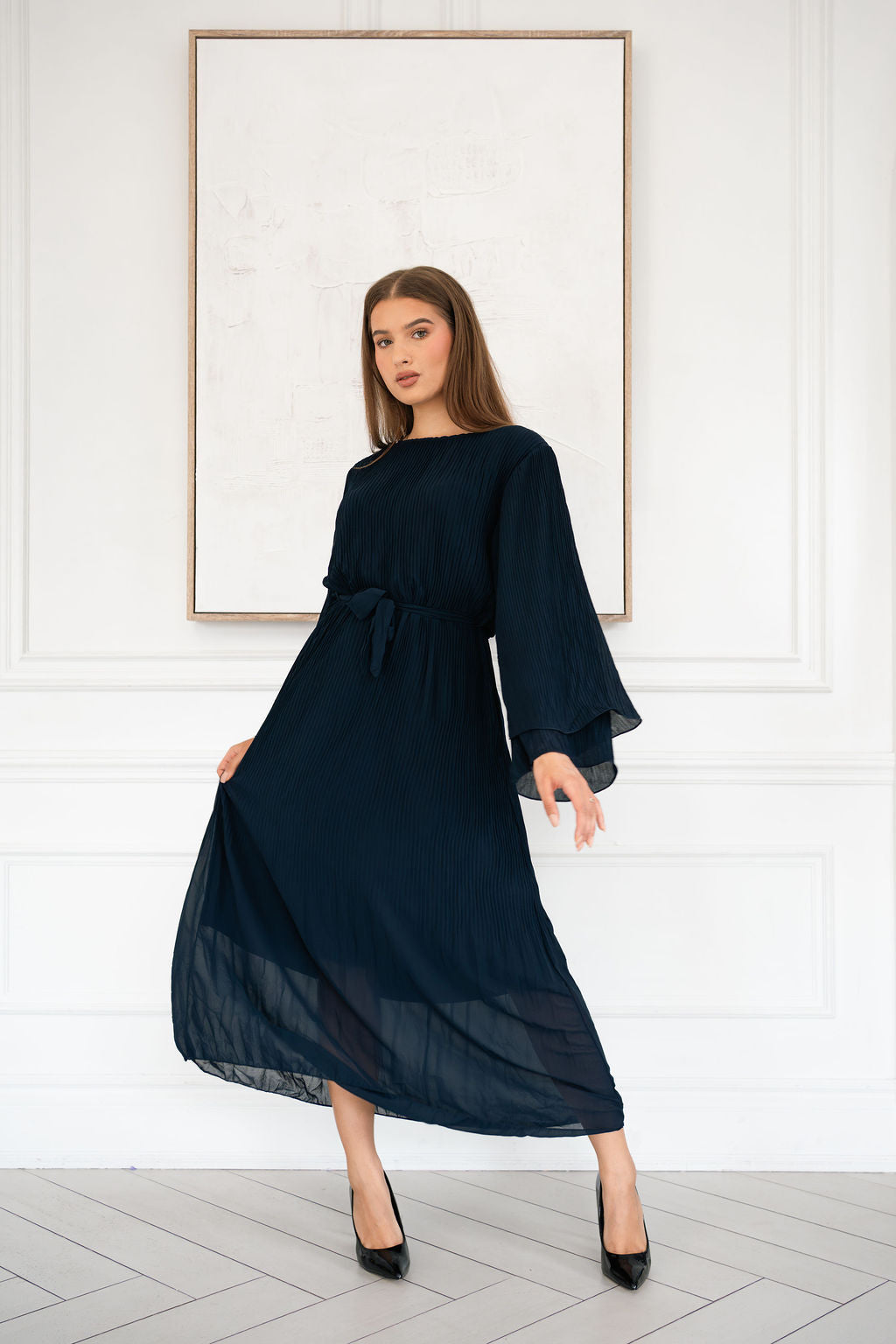 Pleated Maxi with Flare sleeves