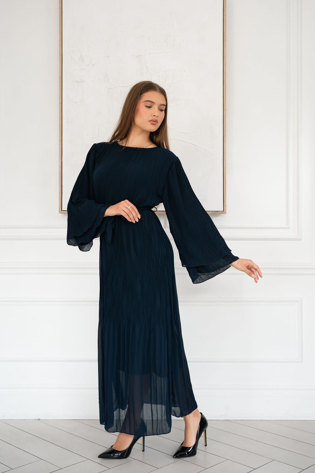 Pleated Maxi with Flare sleeves