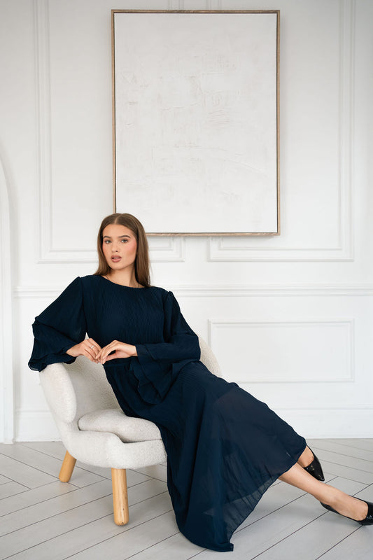 Pleated Maxi with Flare sleeves