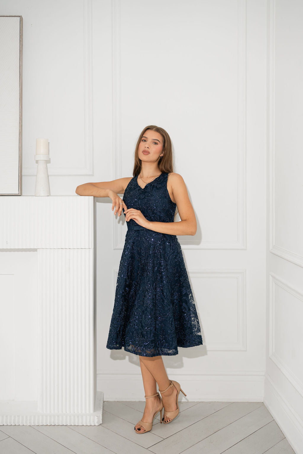Sequin Glitter Evening Midi Dress