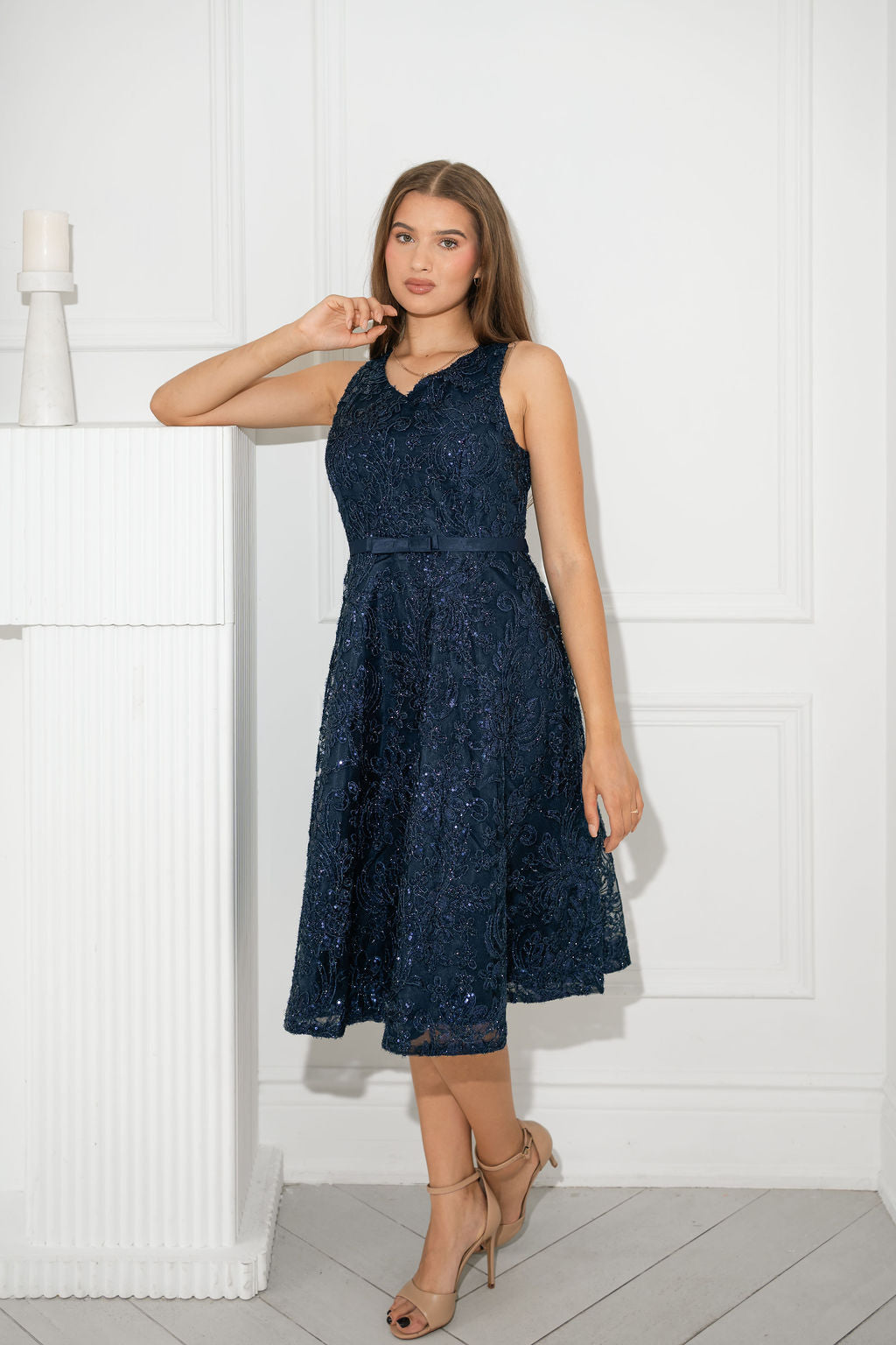 Sequin Glitter Evening Midi Dress