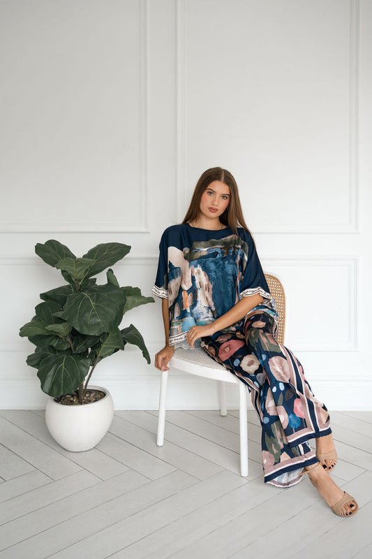 Watercolor Print Italina. Silk Co-ord Set