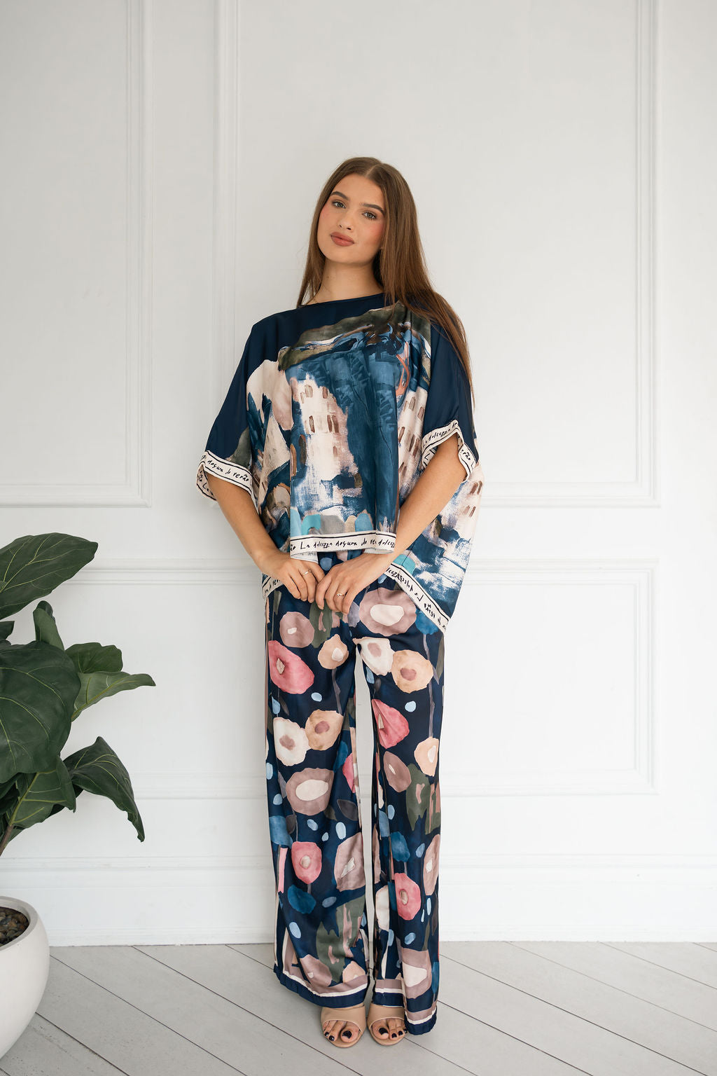 Watercolor Print Italina. Silk Co-ord Set