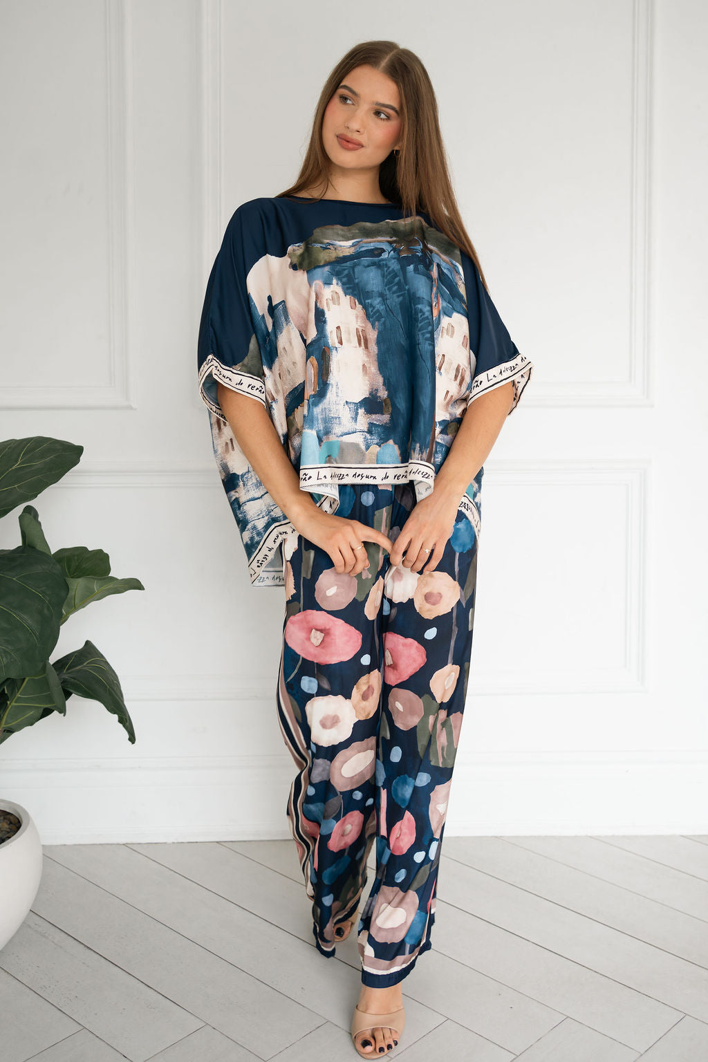 Watercolor Print Italina. Silk Co-ord Set
