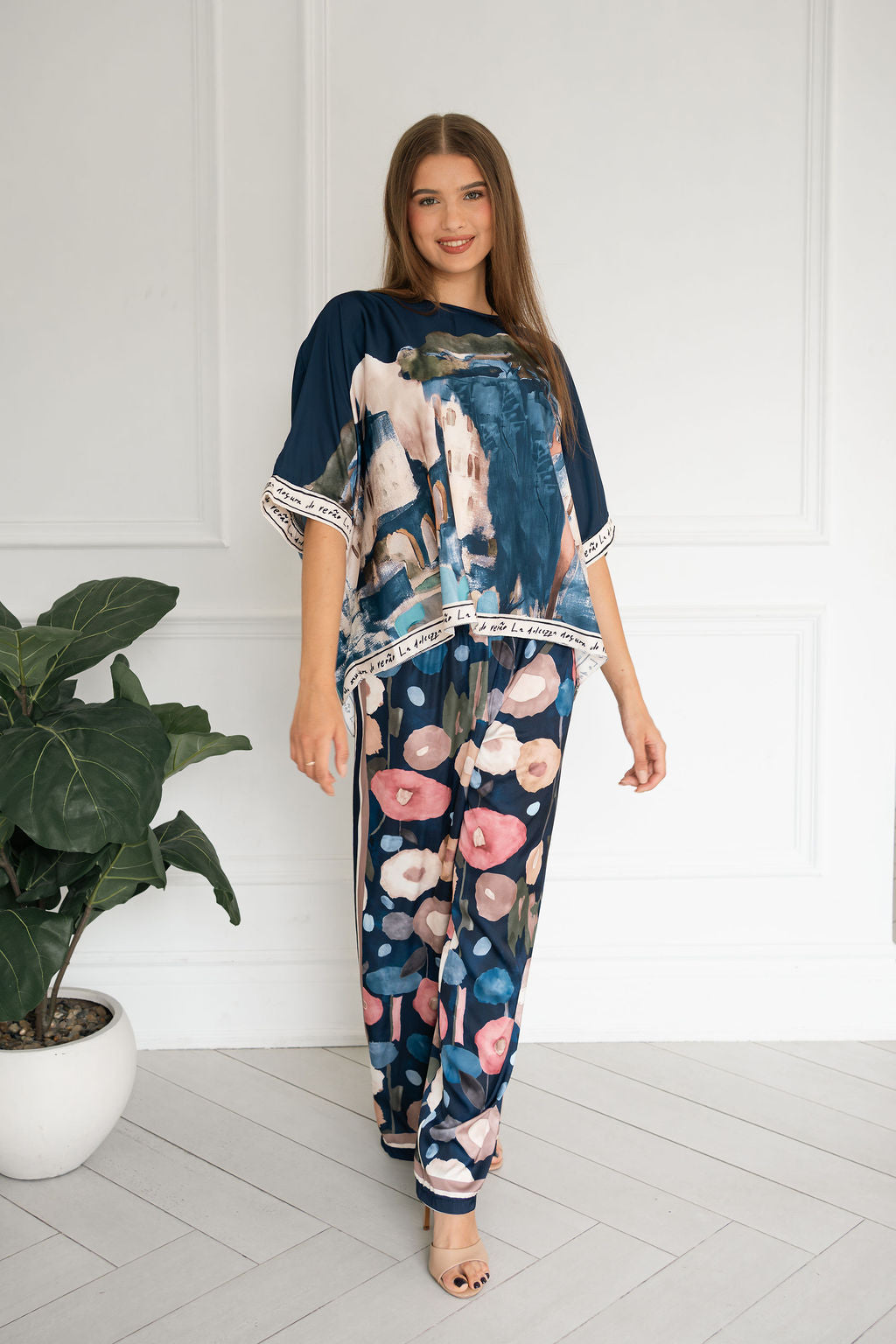 Watercolor Print Italina. Silk Co-ord Set