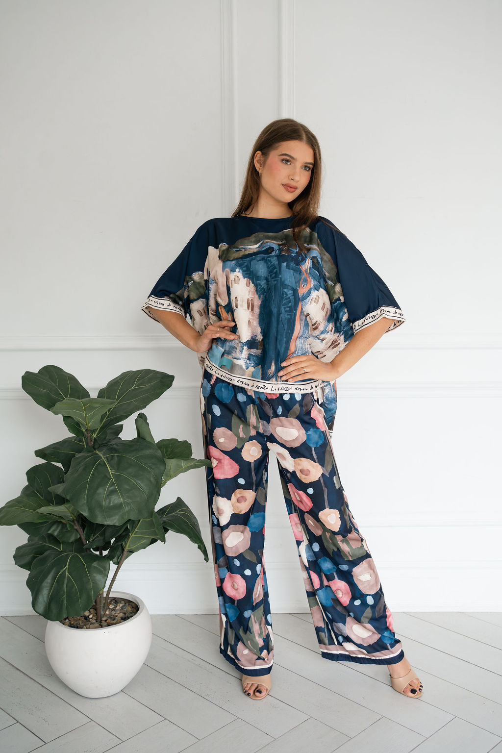 Watercolor Print Italina. Silk Co-ord Set